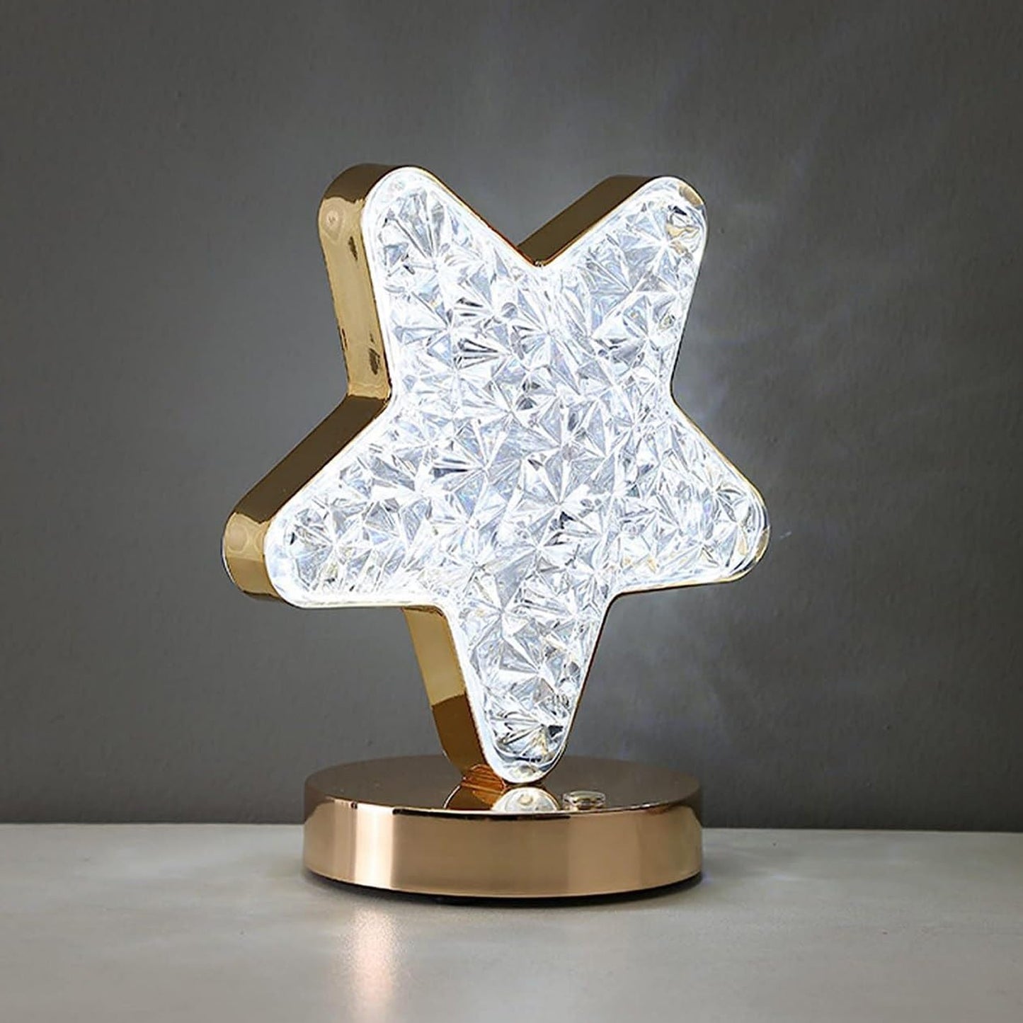 Star Shape Crystal Diamond Lamp Cordless Luxury Lamp With Usb Rechargeable 3-way Dimmable Touch Control Decorative Nightstand Lamp For Bedroom Living Room Party Restaurant Decor (1 Pc )