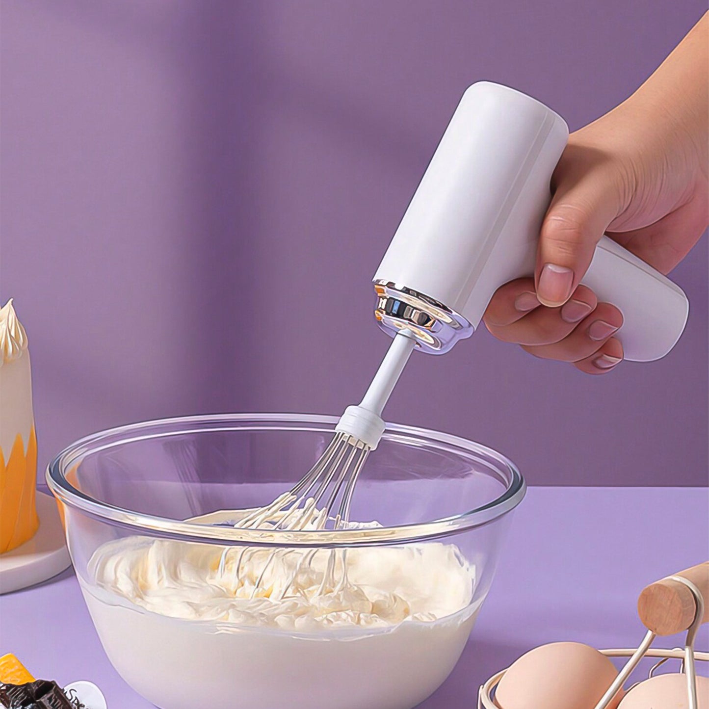 Wireless Hand Mixer Charging Handheld 2pc Portable Whisk Mini High Power Beater Baking Hand Held Mixer Portable Kitchen Blender.
