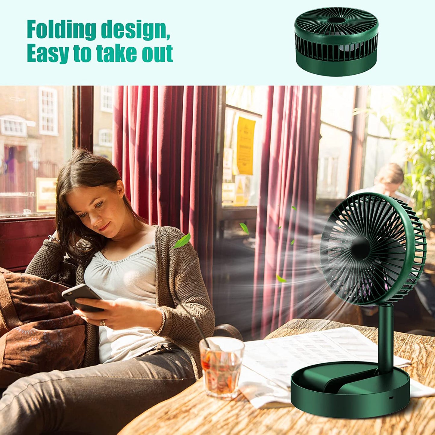 Telescopic Electric Desktop Fan Height Adjustable Foldable Portable For Travelcarry Silent Table Top Personal Fan For Bedside Office Table (Battery Not Include)