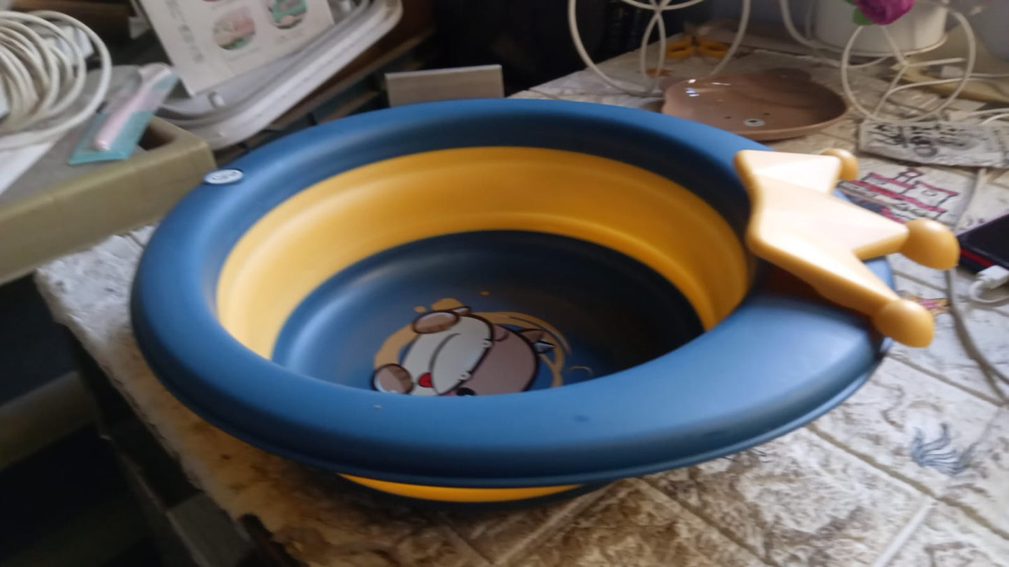 17514 Cartoon Shape Wash Basin Space Saving Multi Function Foldable Baby Wash Basin Easy Clean Lightweight Thicken For Washing Face For Home (33x31 Cm 1 Pc)