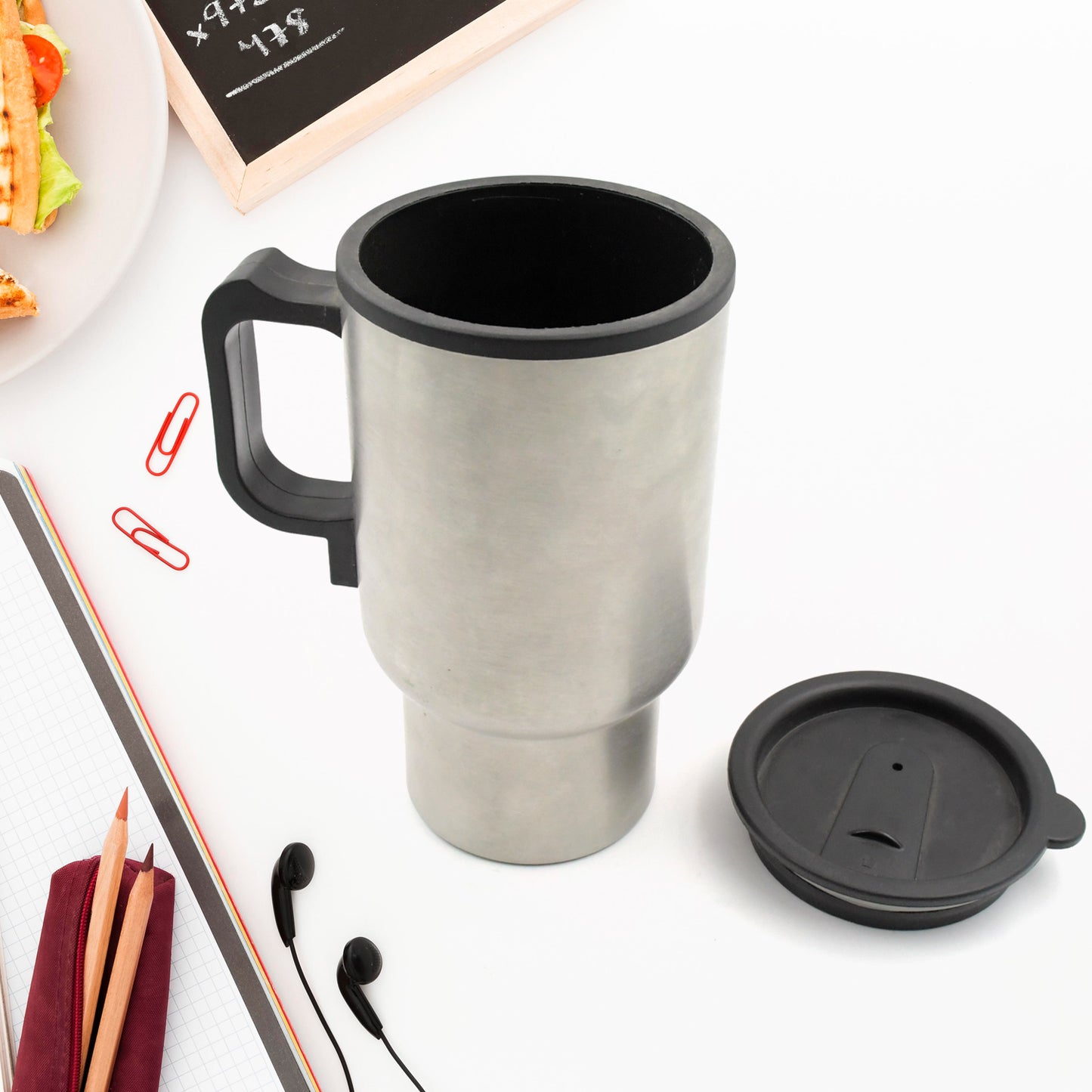12v Car Charging Electric Kettle Mug (Silver)