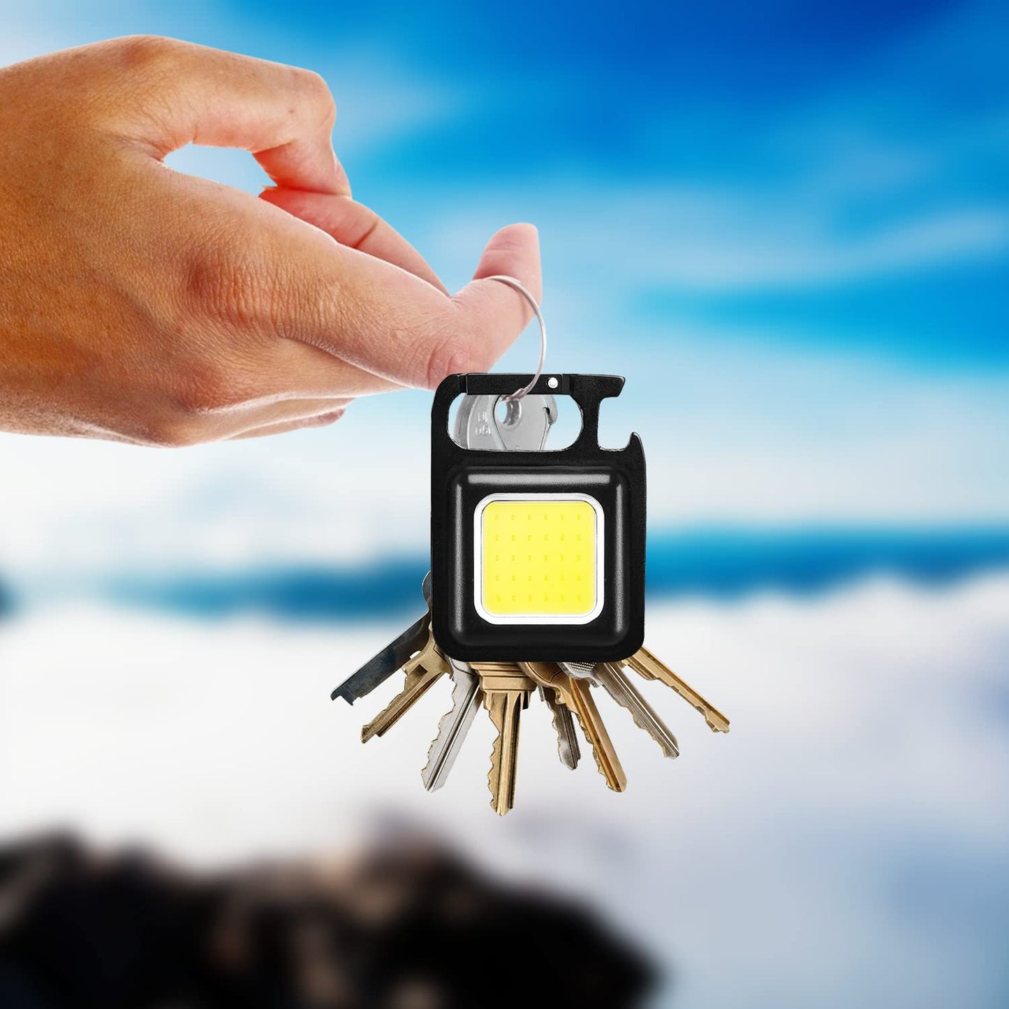 Rechargeable Keychain Mini Flashlight With 4 Light Modesultralight Portable Pocket Light With Folding Bracket Bottle Opener And Magnet Base For Camping Walking