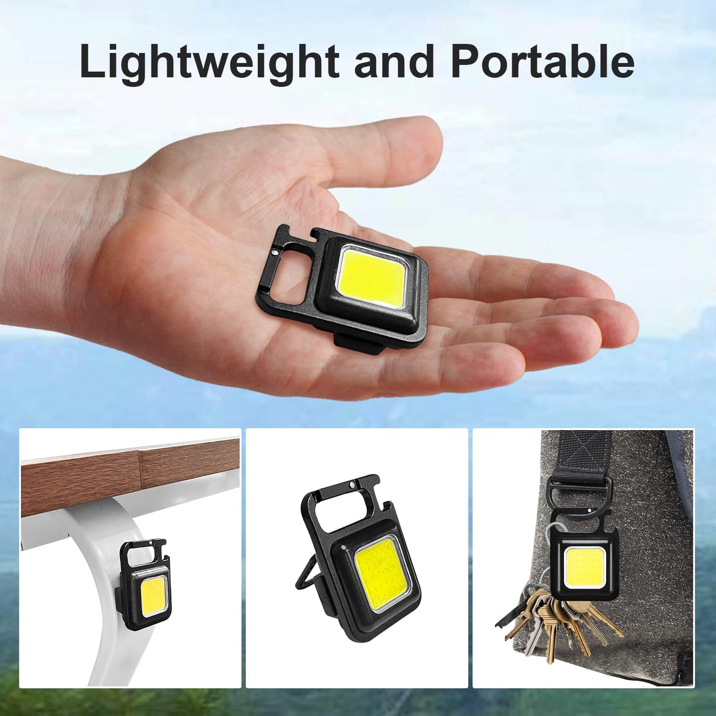 Rechargeable Keychain Mini Flashlight With 4 Light Modesultralight Portable Pocket Light With Folding Bracket Bottle Opener And Magnet Base For Camping Walking