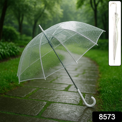 Premium Transparent Dome Umbrella With Curved Handle (1 Pc)