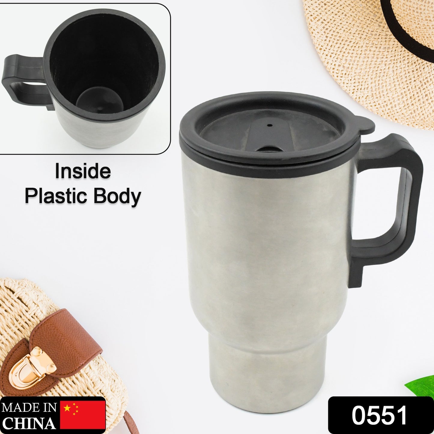 12v Car Charging Electric Kettle Mug (Silver)
