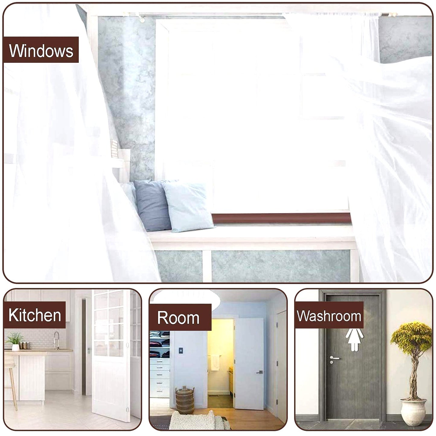 Twin Door Draft Stopper guard Protector For Doors And Windows :) (Combo BUY1 GET3pc)