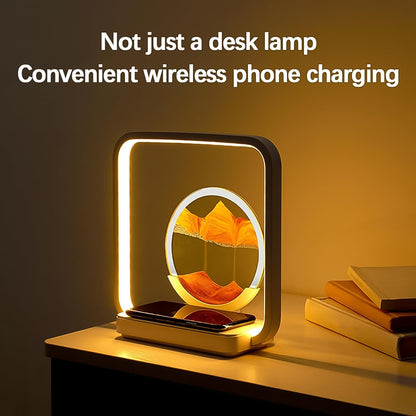 3D Wireless Charging Led Light Usb Quicksand Painting Lamp For Bedroom