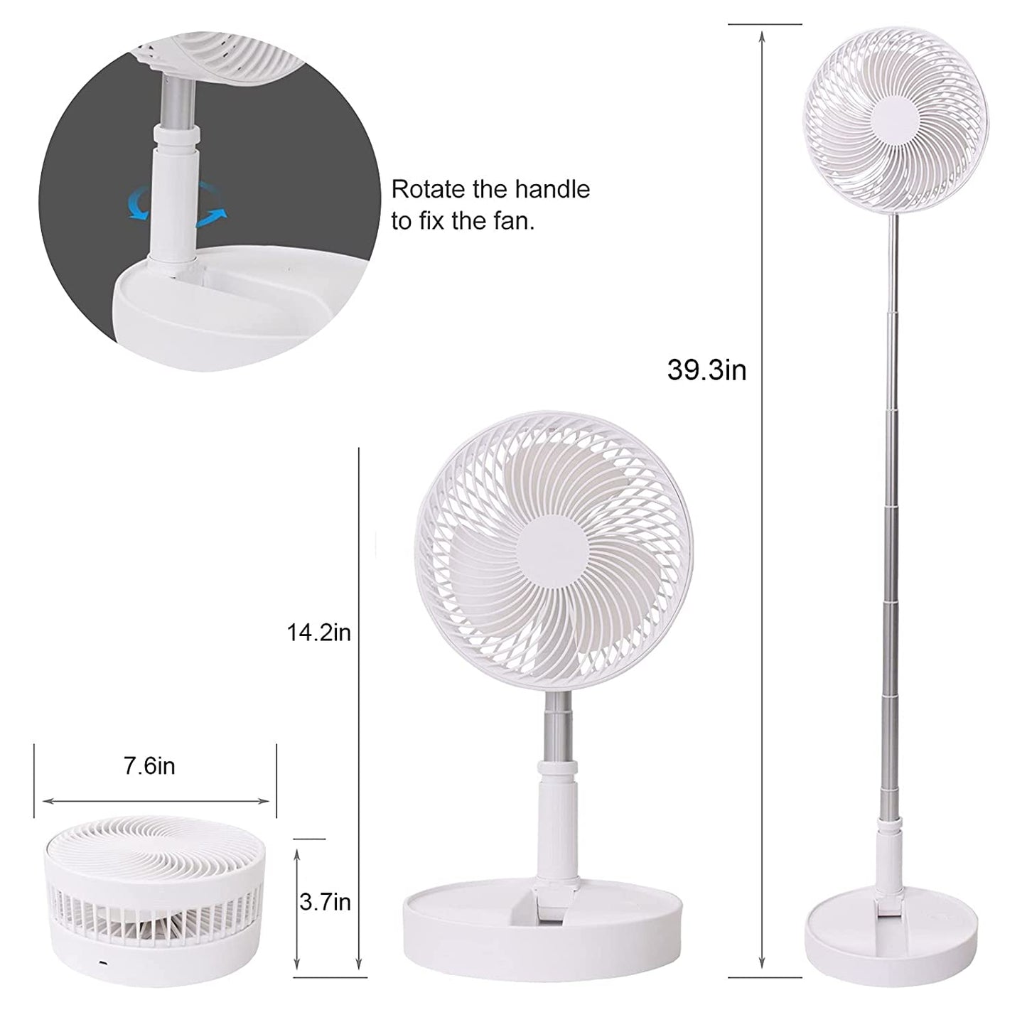 Telescopic Electric Desktop Fan Height Adjustable Foldable  Portable For Travelcarry  Silent Table Top Personal Fan For Bedside Office Table (Battery Not Include)