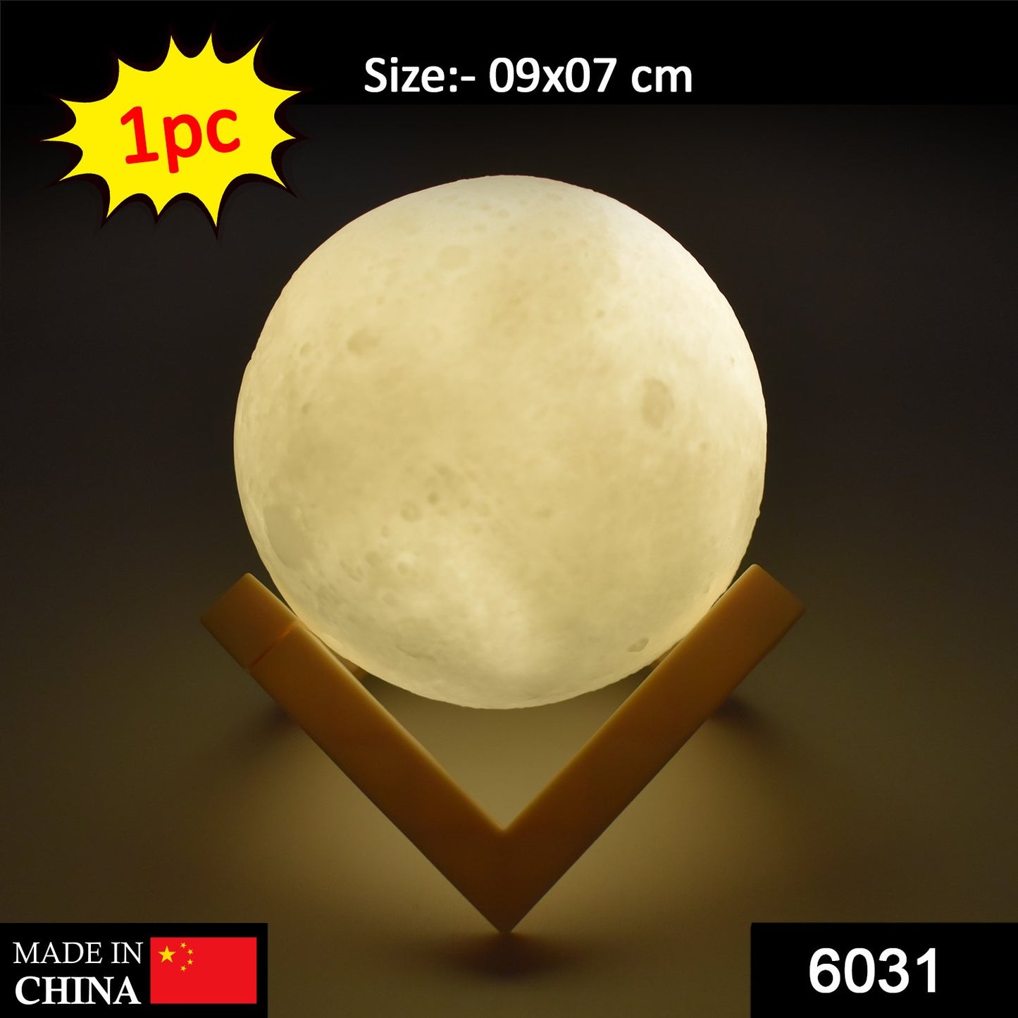 3D Power Moon Lamp With Touch Control Adjust Brightness
